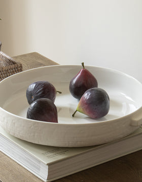 White Ceramic Decorative Bowl With Handles