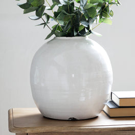 Large Ivory Distressed Crackle Vase
