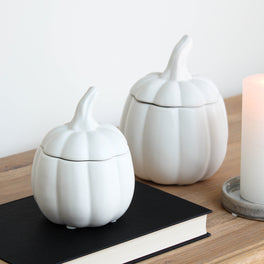 White Ceramic Pumpkin Jar