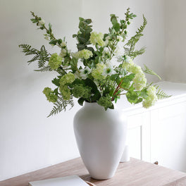 Faux White and Green Flower Arrangement