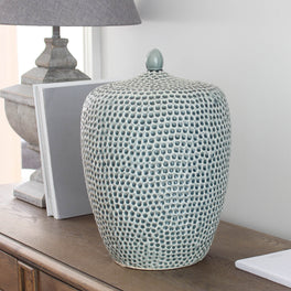 Large Dimpled Ceramic Jar