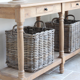 Square Rattan Basket With Handles