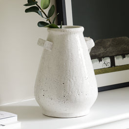 Rustic White Vase With Handles