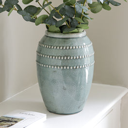 Sea Green Distressed Crackle Vase