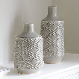 Soft Grey Dots Ceramic Vase