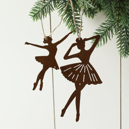 Aged Metal Ballet Dancer Tree Decorations