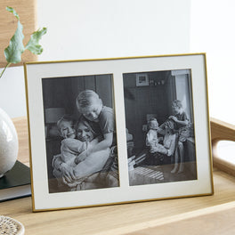 Double Aperture Brass Fine Photo Frame 4x6"