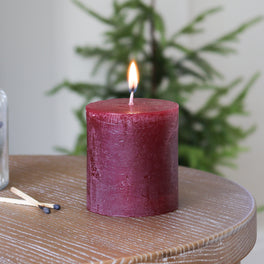 Burgundy Rustic Pillar Candle – 7.5 cm