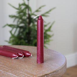 Burgundy Stubby Tapered Candles – Set of 4