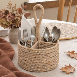 Marbury Round Rattan Cutlery Basket