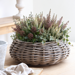 Round Rattan Zinc Lined Planter