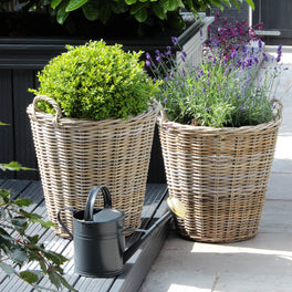 Slight Second Extra Large Zinc Lined Rattan Planter