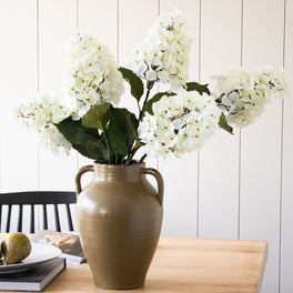 Faux White Cone Hydrangea Stem