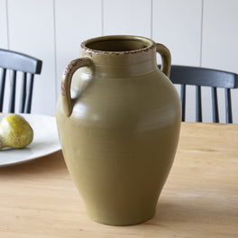Olive Green Vase With Handles