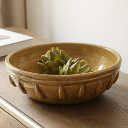 Large Rustic Ochre Decorative Bowl