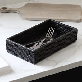 Marbury Black Rattan Decorative Tray