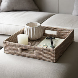 Marbury Square Rattan Tray