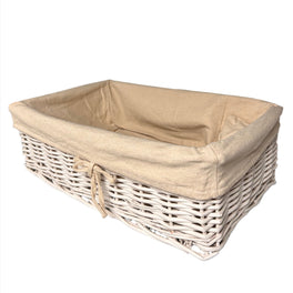 Sample Sale Off White Willow Rectangle Basket Medium