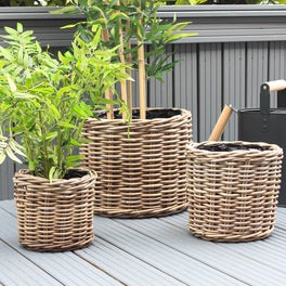 Slight Second Natural Round Rattan Planter