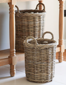 Round Rattan Basket With Handles