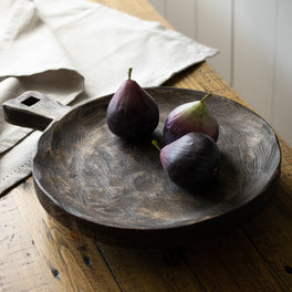 Round Rustic Wooden Tray On Feet