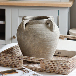 Rustic Clay Vase With Handles