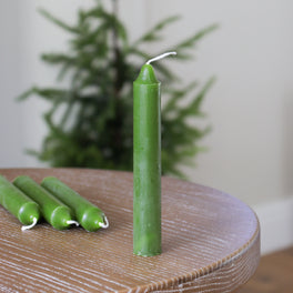 Botanical Green Stubby Tapered Candles – Set of 4