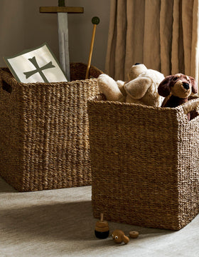 Rectangular Seagrass Storage Basket With Handles