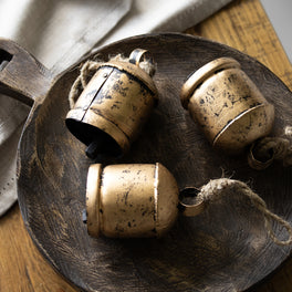 Set Of Three Antique Brass Cow Bells