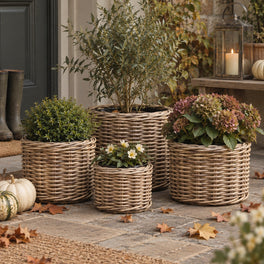 Natural Round Rattan Planter