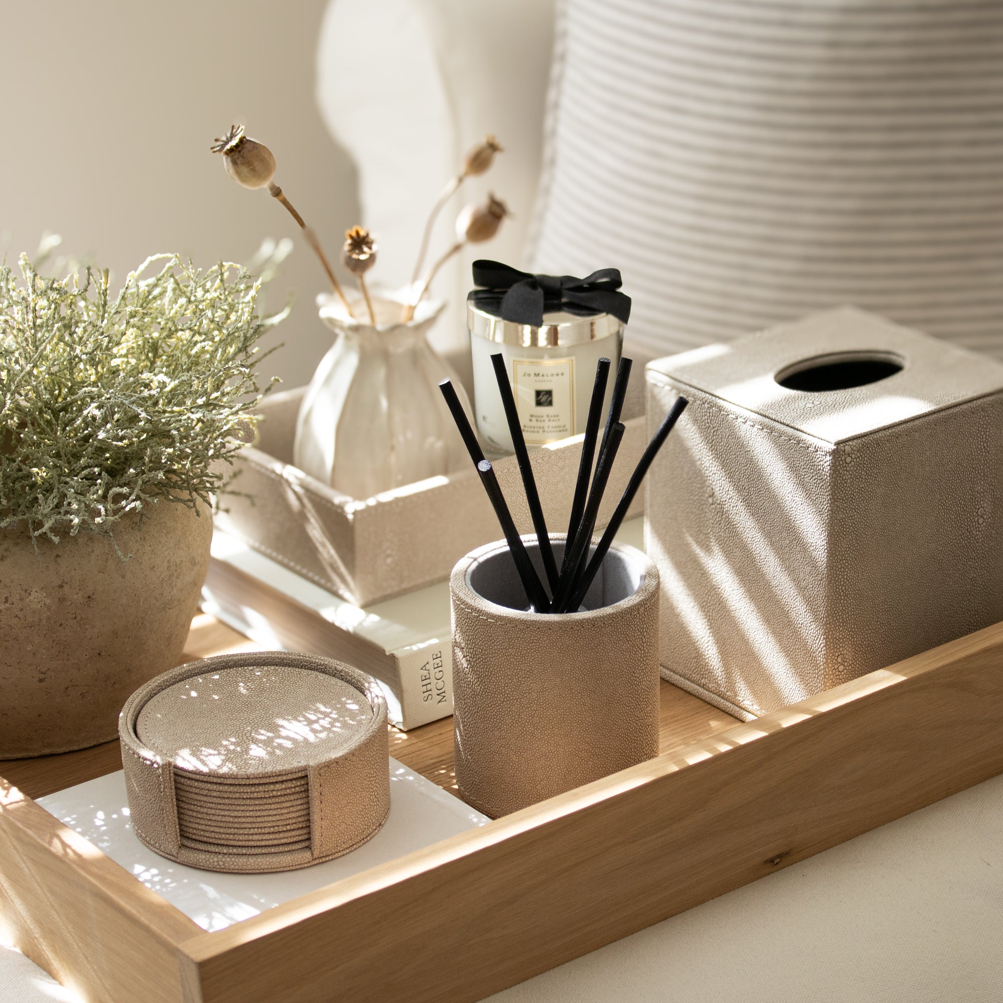 Faux Shagreen Ivory Coasters - Marquis & Dawe