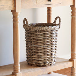 Round Rattan Basket With Handles