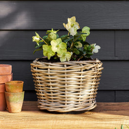 Round Rattan Tapered Planter