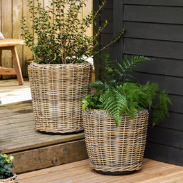 Tall Round Rattan Planter