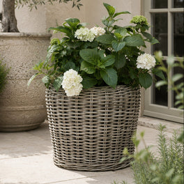 Tall Tapered Rattan Planter