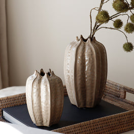 Slight Second Taupe Ceramic Seeded Pod Vase