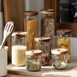 Slight Second Acacia Wood and Glass Jar
