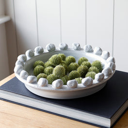 White Decorative Bowl With Bobbles