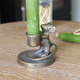 Antique Gold Mouse Candle Holder