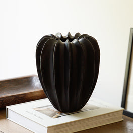 Slight Second Black Ribbed Vase