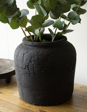 Rustic Black Stoneware Vase