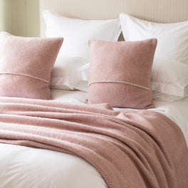 Extra Large Blush Pink Herringbone Wool Throw