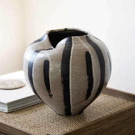 Brown Brushstroke Ceramic Vase