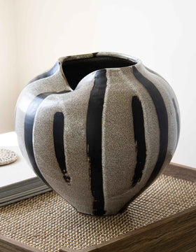 Brown Brushstroke Ceramic Vase