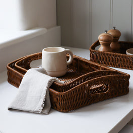Faux Wicker Serving Trays
