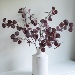 Faux Burgundy Eucalyptus Spray With Seeds