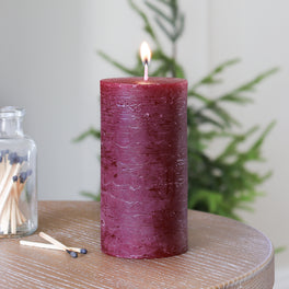 Burgundy Rustic Pillar Candle – 13 cm