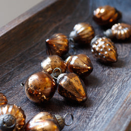 Small Aged Copper Glass Baubles
