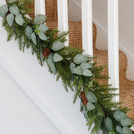 Eucalyptus and Spruce Garland With Pinecones