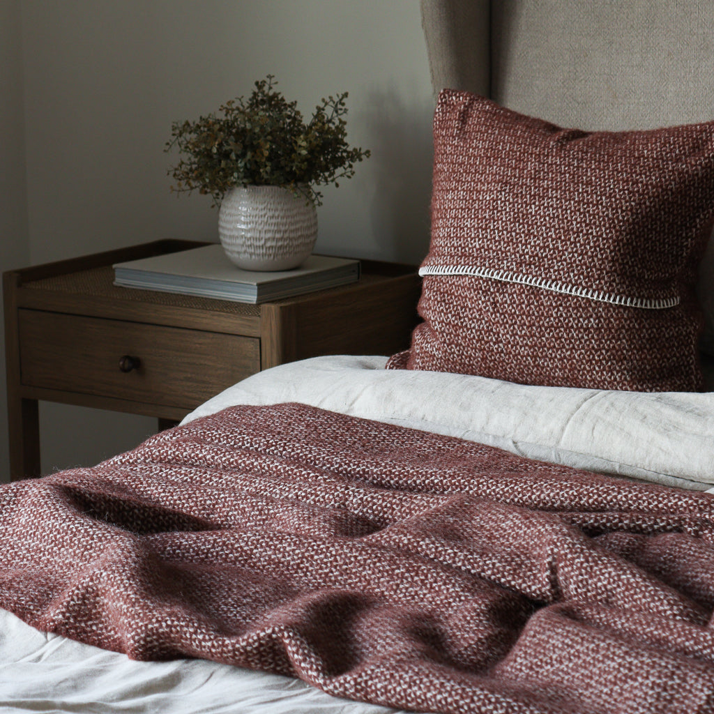 Extra Large Fig Woven Wool Throw - Marquis & Dawe
